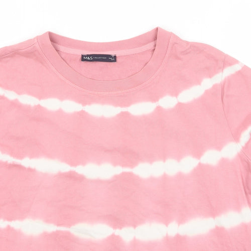 Marks and Spencer Womens Pink Striped Cotton Pullover Sweatshirt Size 12 Pullover - Tie Dye