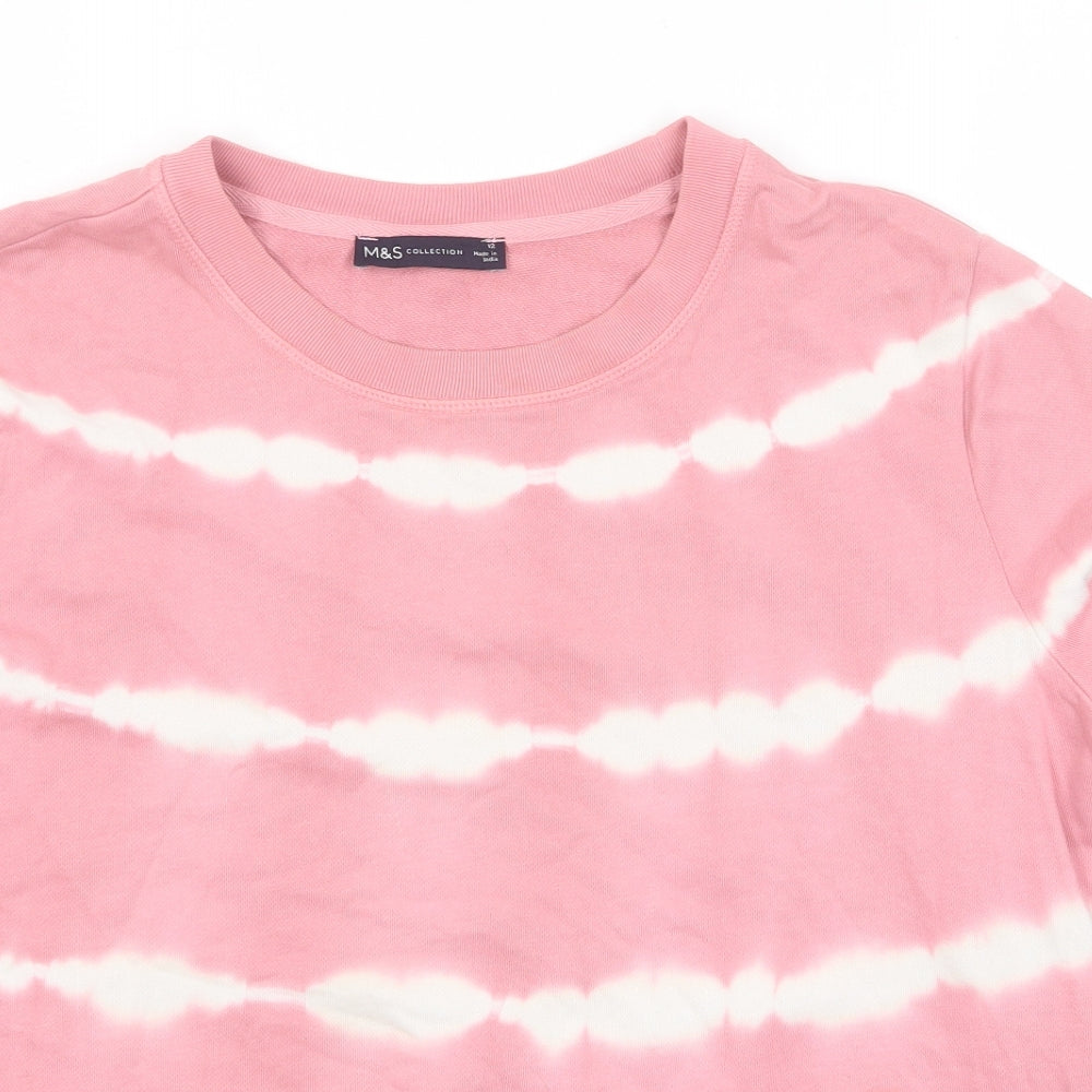 Marks and Spencer Womens Pink Striped Cotton Pullover Sweatshirt Size 12 Pullover - Tie Dye