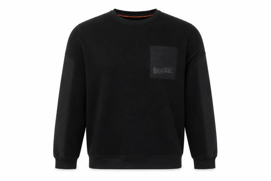 Front view of Adapt men’s black polyester pullover sweatshirt, size XL