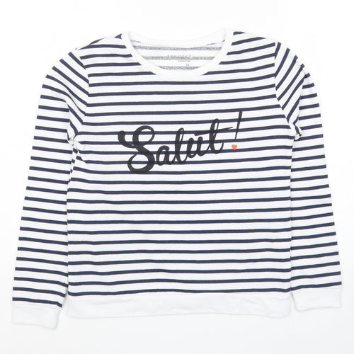 Arkitect Womens White Striped Cotton Pullover Sweatshirt Size M Pullover - Salut!