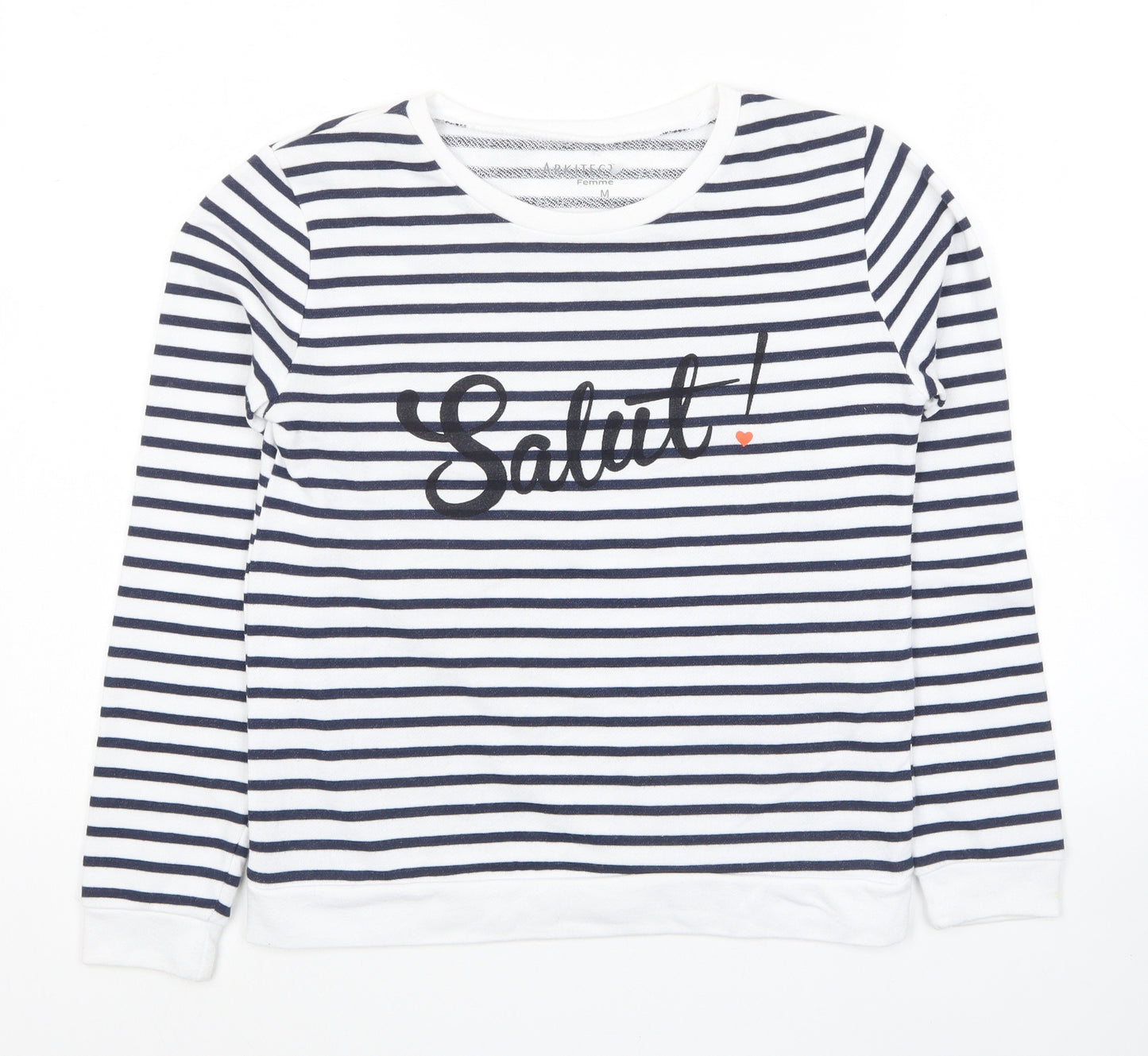 Arkitect Womens White Striped Cotton Pullover Sweatshirt Size M Pullover - Salut!