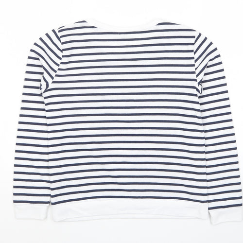 Arkitect Womens White Striped Cotton Pullover Sweatshirt Size M Pullover - Salut!