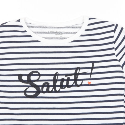 Arkitect Womens White Striped Cotton Pullover Sweatshirt Size M Pullover - Salut!