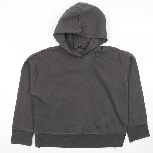 Zara Womens Grey Cotton Pullover Hoodie Size S Pullover