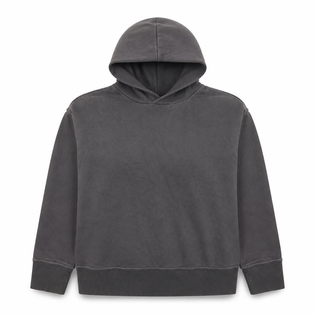 Front view of Zara women’s grey cotton pullover hoodie, size S, pullover