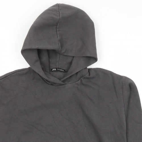 Zara Womens Grey Cotton Pullover Hoodie Size S Pullover