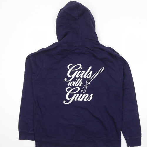Feathers & Fluff Womens Blue Cotton Pullover Hoodie Size XL Pullover - Girls With Guns