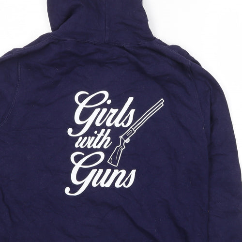 Feathers & Fluff Womens Blue Cotton Pullover Hoodie Size XL Pullover - Girls With Guns
