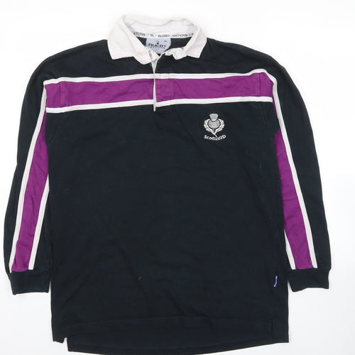 Rugby Nations Mens Beige Colourblock Cotton Polo Size XL Collared Pullover - Scotland