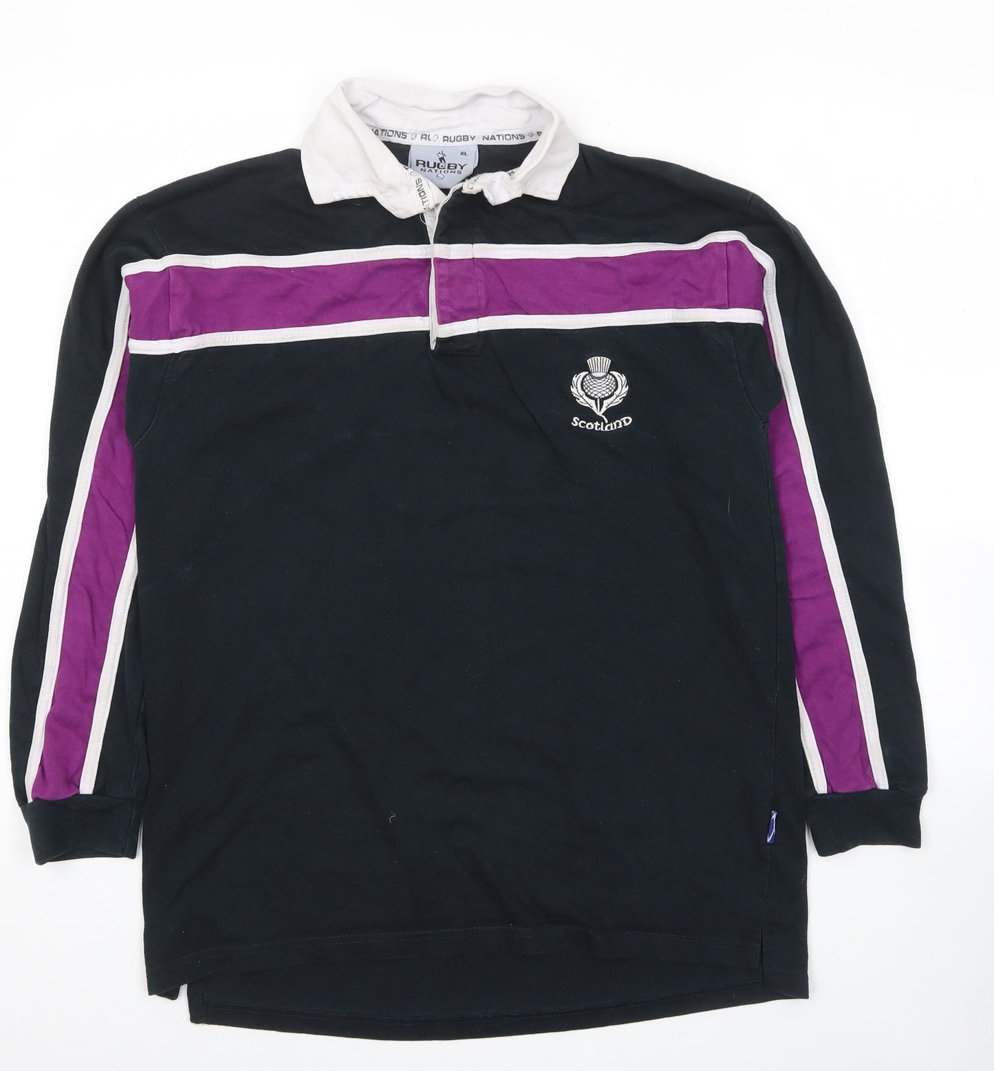Rugby Nations Mens Beige Colourblock Cotton Polo Size XL Collared Pullover - Scotland