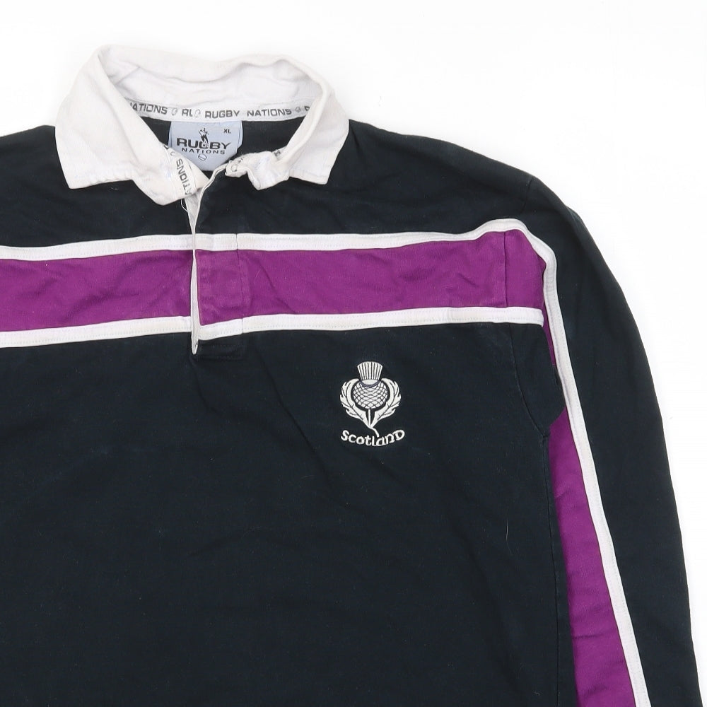 Rugby Nations Mens Beige Colourblock Cotton Polo Size XL Collared Pullover - Scotland