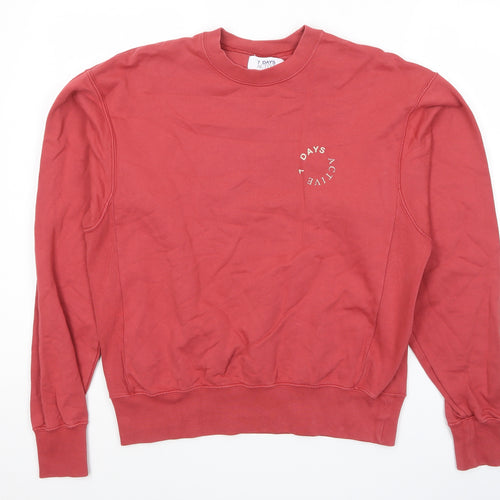 7 Days Active Mens Red Cotton Pullover Sweatshirt Size XS - Logo