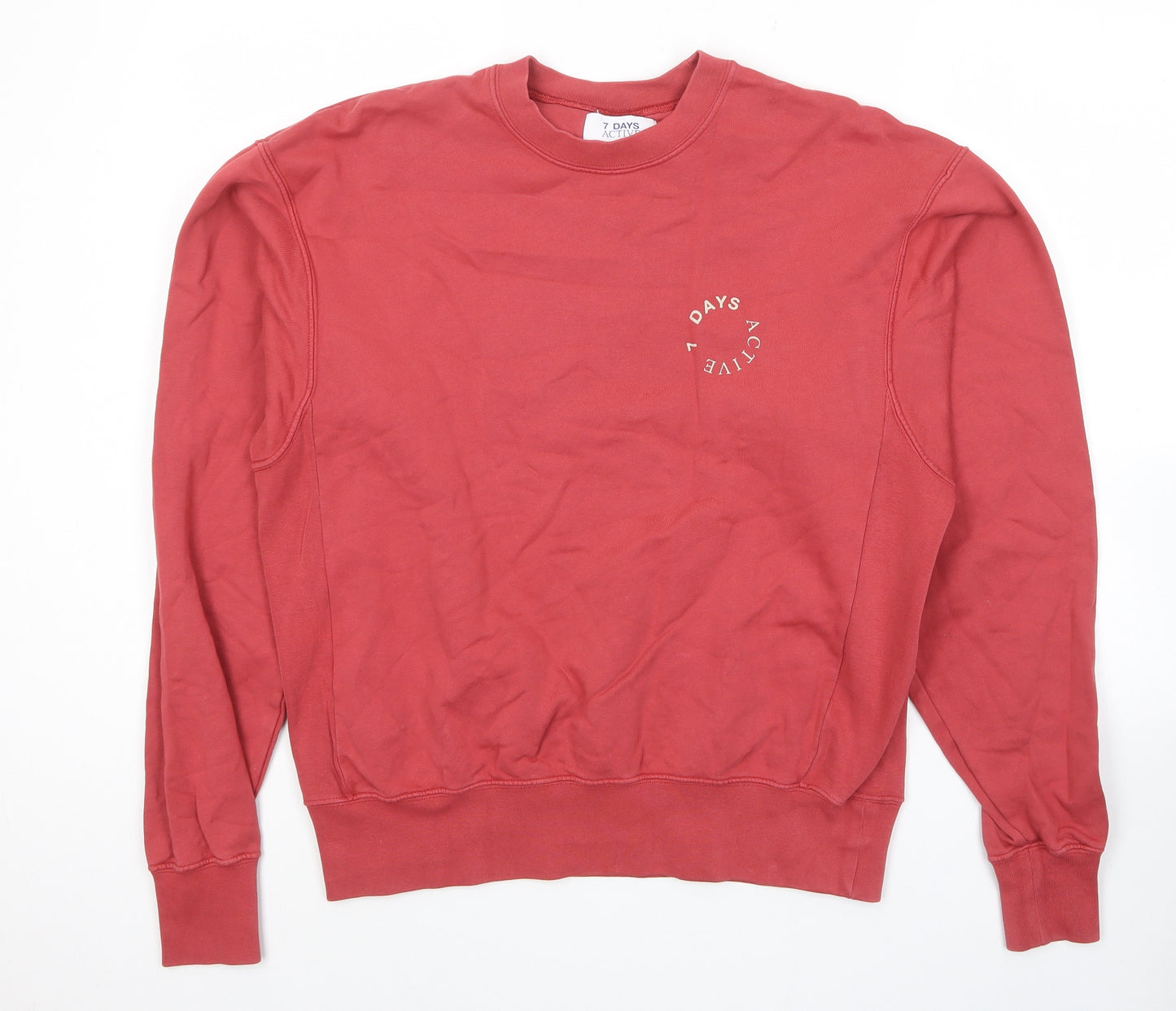 7 Days Active Mens Red Cotton Pullover Sweatshirt Size XS - Logo
