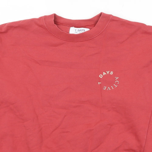 7 Days Active Mens Red Cotton Pullover Sweatshirt Size XS - Logo