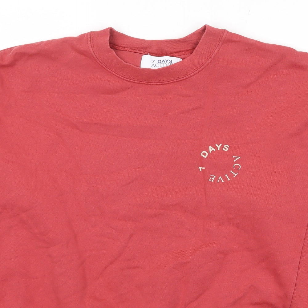 7 Days Active Mens Red Cotton Pullover Sweatshirt Size XS - Logo