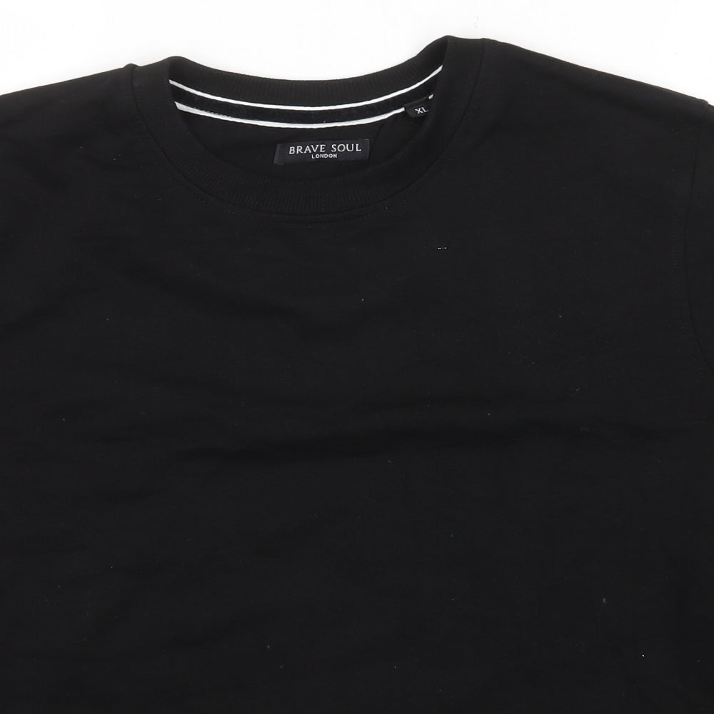 Brave Soul Womens Black Cotton Pullover Sweatshirt Size XL Pullover