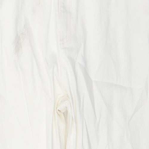Marks and Spencer Womens White Cotton Cropped Jeans Size 16 L22 in Slim Zip