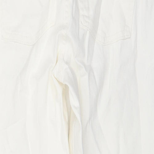 Marks and Spencer Womens White Cotton Cropped Jeans Size 16 L22 in Slim Zip