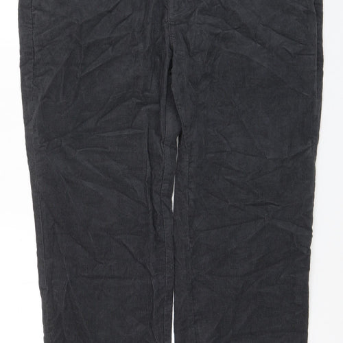 Marks and Spencer Mens Grey Cotton Trousers Size 42 in L31 in Regular Zip