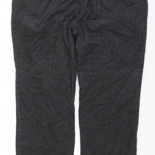 Marks and Spencer Mens Grey Cotton Trousers Size 42 in L31 in Regular Zip
