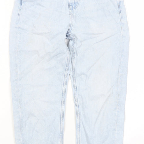Marks and Spencer Girls Blue Cotton Straight Jeans Size 8-9 Years L20 in Regular Zip