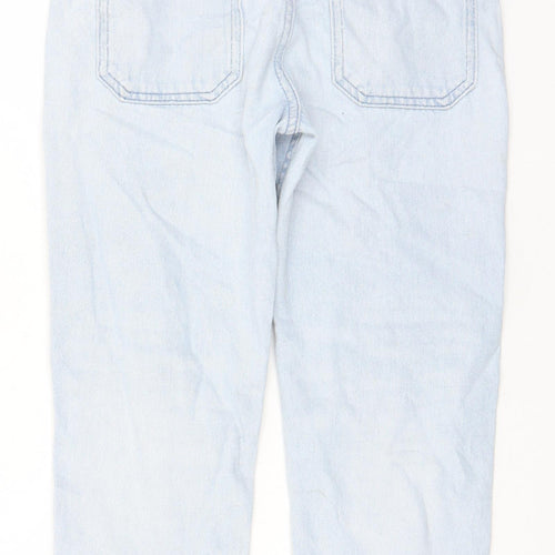 Marks and Spencer Girls Blue Cotton Straight Jeans Size 8-9 Years L20 in Regular Zip