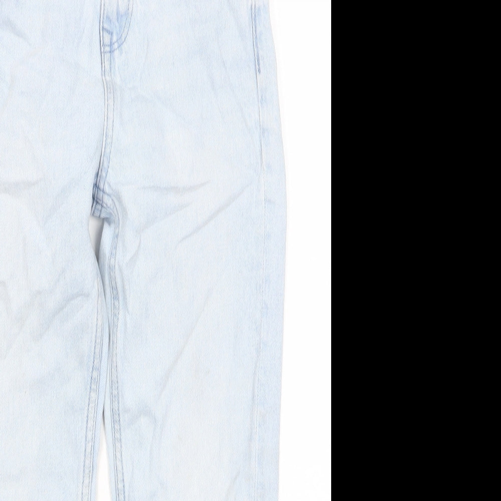 Marks and Spencer Girls Blue Cotton Straight Jeans Size 8-9 Years L20 in Regular Zip