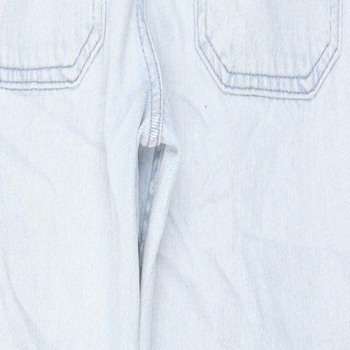 Marks and Spencer Girls Blue Cotton Straight Jeans Size 8-9 Years L20 in Regular Zip