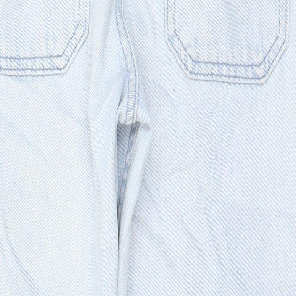 Marks and Spencer Girls Blue Cotton Straight Jeans Size 8-9 Years L20 in Regular Zip