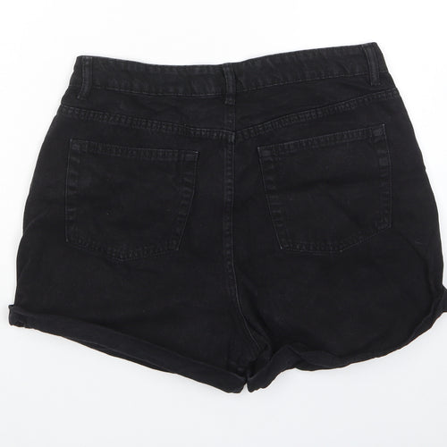 Denim & Co. Womens Black Cotton Hot Pants Shorts Size 14 L3 in Regular Zip