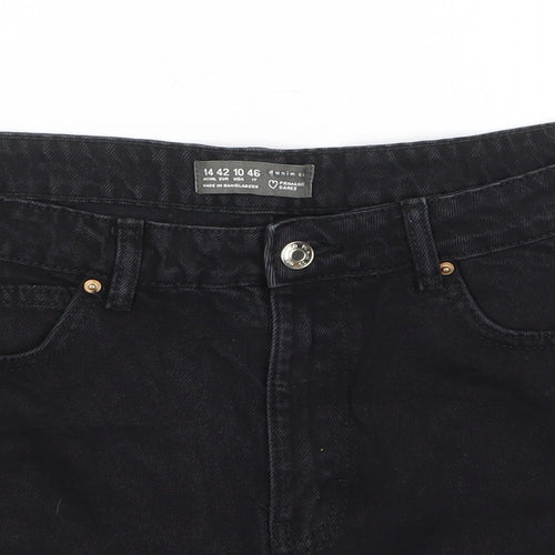 Denim & Co. Womens Black Cotton Hot Pants Shorts Size 14 L3 in Regular Zip