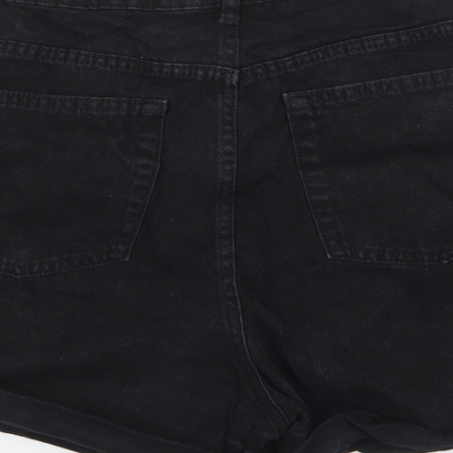 Denim & Co. Womens Black Cotton Hot Pants Shorts Size 14 L3 in Regular Zip