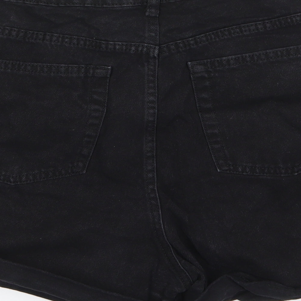 Denim & Co. Womens Black Cotton Hot Pants Shorts Size 14 L3 in Regular Zip