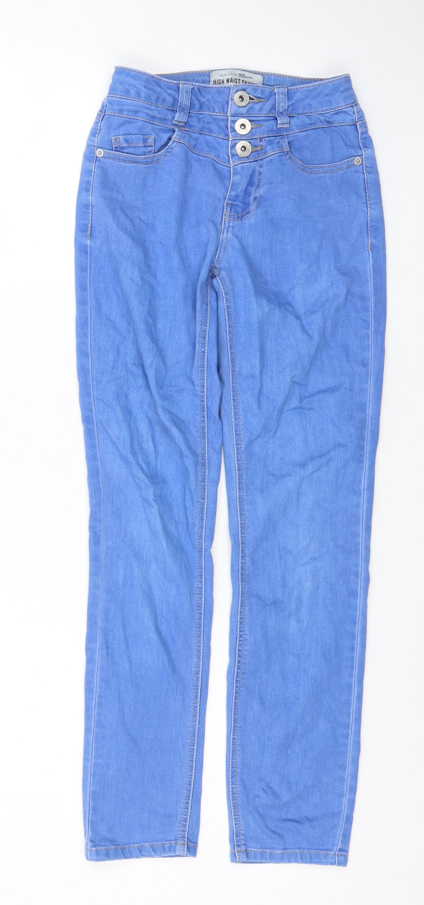New Look Girls Blue Cotton Skinny Jeans Size 10 Years L25 in Regular Zip