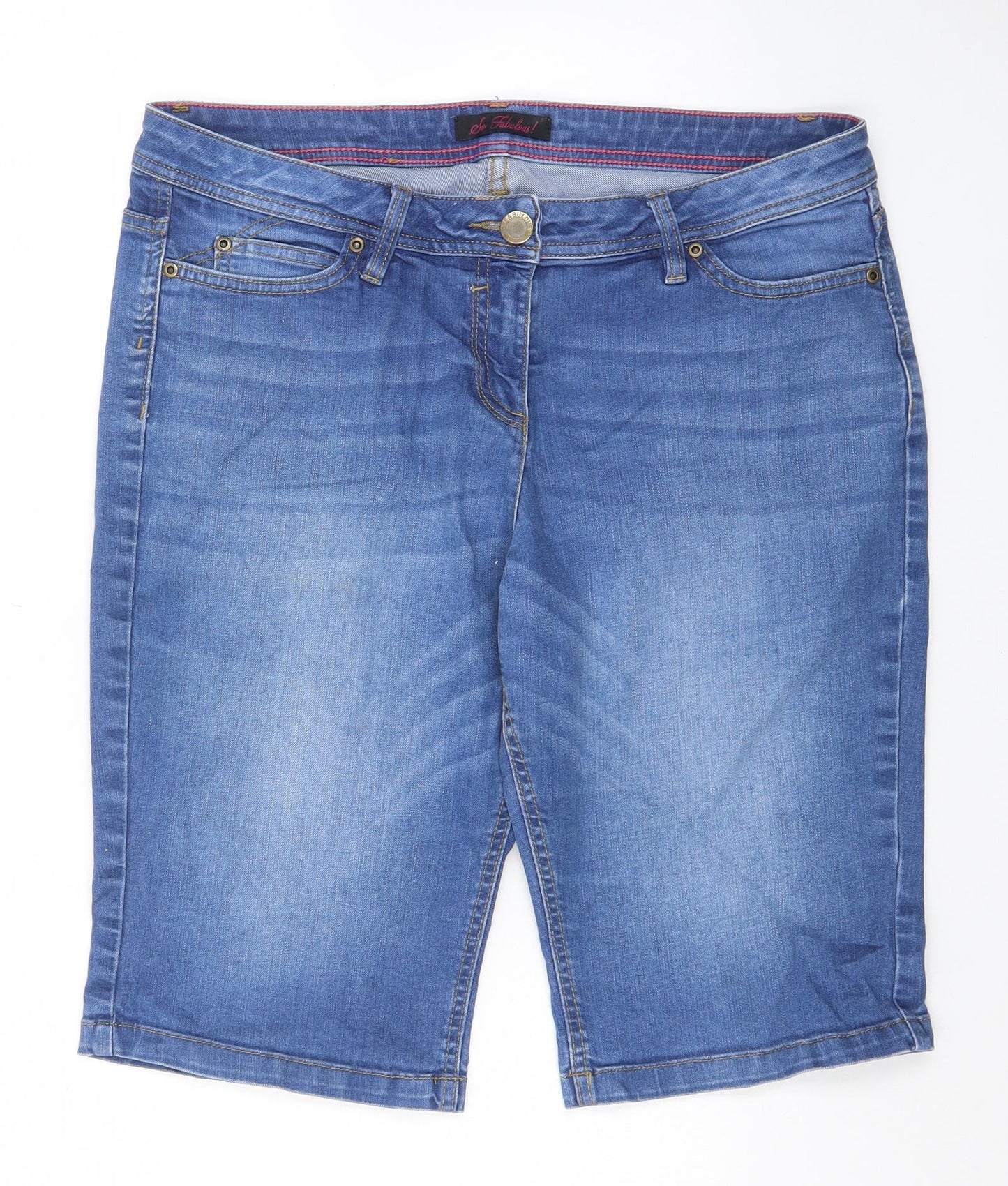 So Fabulous Womens Blue Cotton Bermuda Shorts Size 16 L12 in Regular Zip
