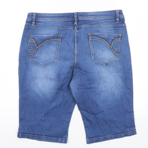 So Fabulous Womens Blue Cotton Bermuda Shorts Size 16 L12 in Regular Zip