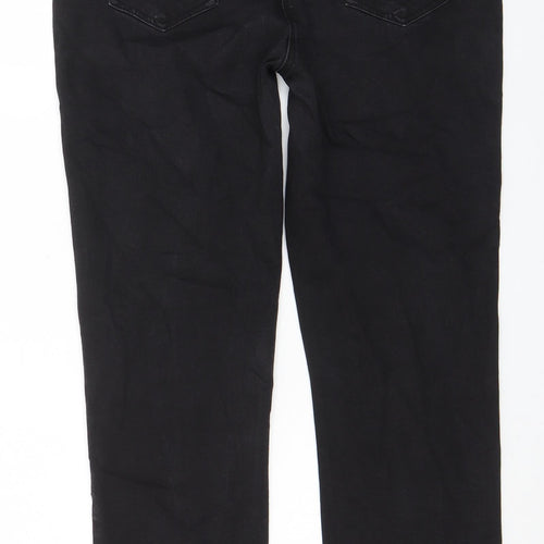 M&Co Womens Blue Cotton Straight Jeans Size 14 L28 in Regular Zip