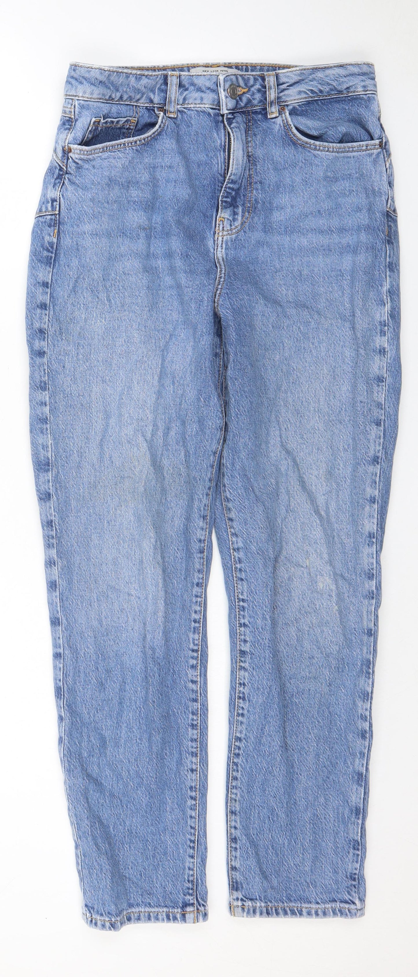 New Look Womens Blue Cotton Mom Jeans Size 10 L26 in Regular Zip