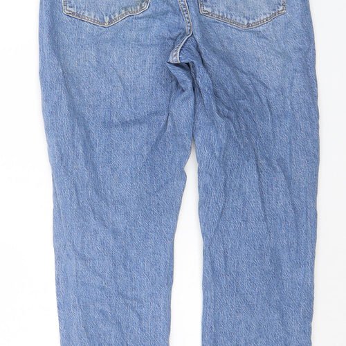New Look Womens Blue Cotton Mom Jeans Size 10 L26 in Regular Zip