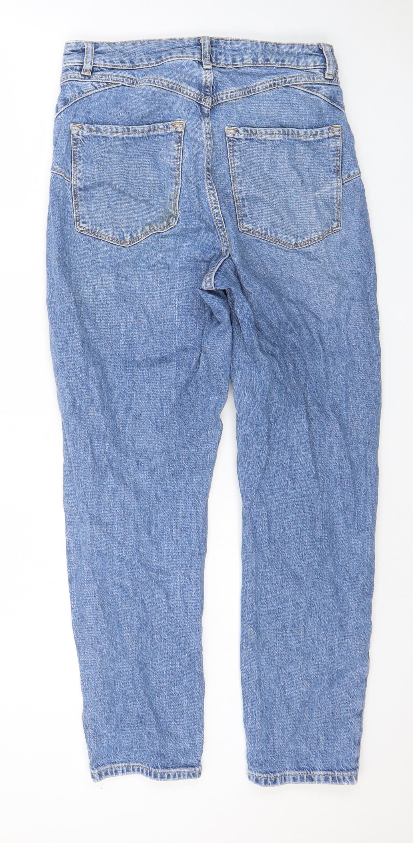 New Look Womens Blue Cotton Mom Jeans Size 10 L26 in Regular Zip