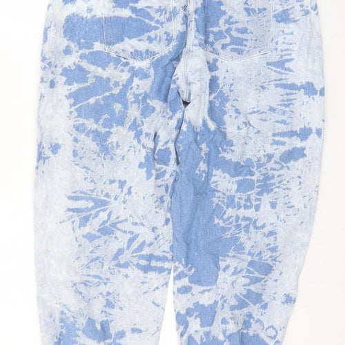 NEXT Womens Blue Cotton Tapered Jeans Size 12 L30 in Regular Drawstring - Tie Dye