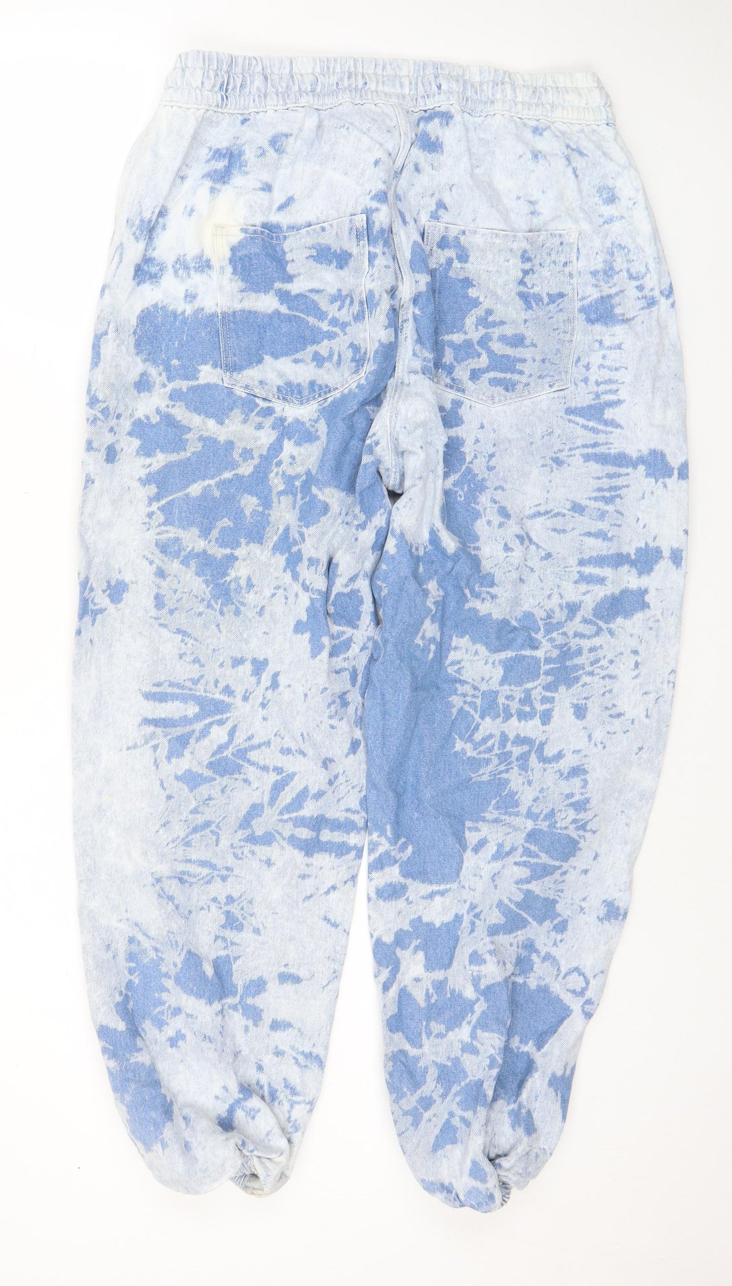 NEXT Womens Blue Cotton Tapered Jeans Size 12 L30 in Regular Drawstring - Tie Dye