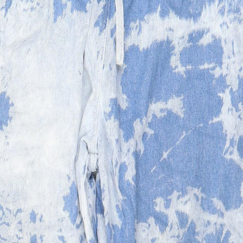 NEXT Womens Blue Cotton Tapered Jeans Size 12 L30 in Regular Drawstring - Tie Dye