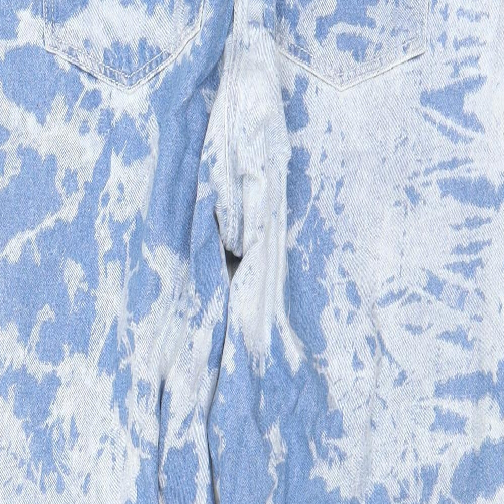 NEXT Womens Blue Cotton Tapered Jeans Size 12 L30 in Regular Drawstring - Tie Dye