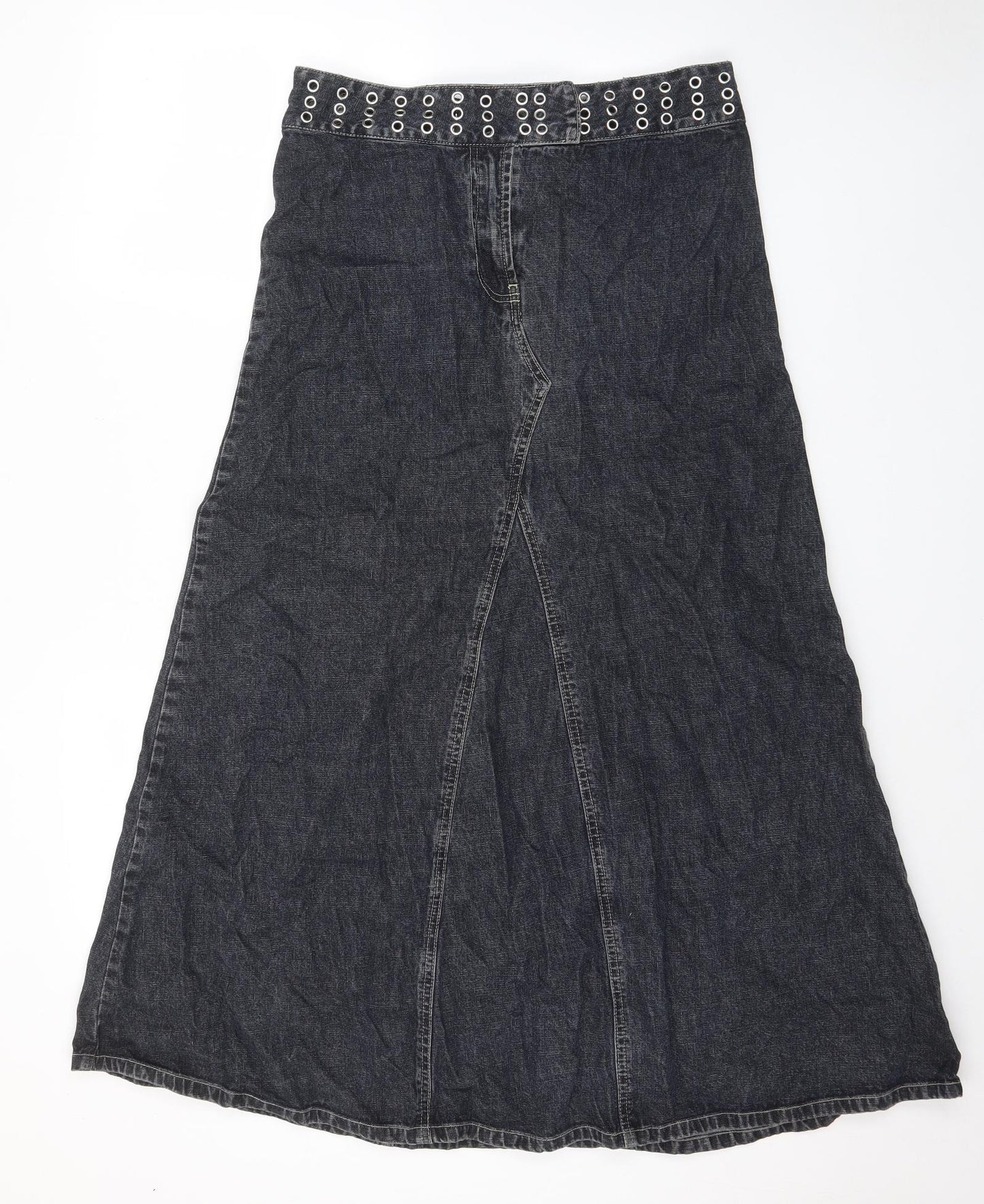 Wallis Womens Blue Cotton Maxi Skirt Size 12 Hook & Eye