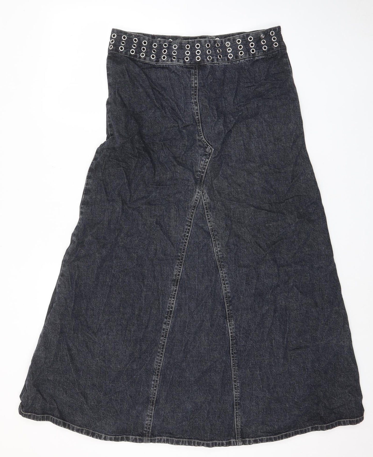 Wallis Womens Blue Cotton Maxi Skirt Size 12 Hook & Eye