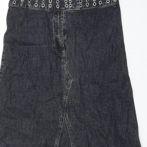Wallis Womens Blue Cotton Maxi Skirt Size 12 Hook & Eye