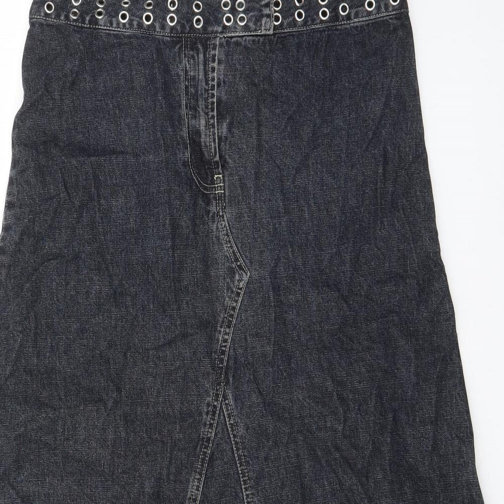 Wallis Womens Blue Cotton Maxi Skirt Size 12 Hook & Eye
