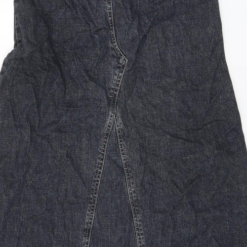 Wallis Womens Blue Cotton Maxi Skirt Size 12 Hook & Eye