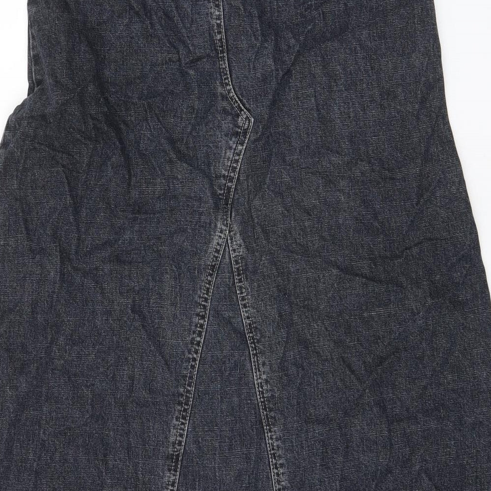 Wallis Womens Blue Cotton Maxi Skirt Size 12 Hook & Eye